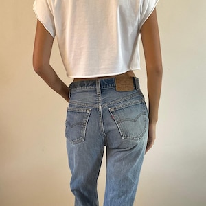 vintage 80s Levi&#39;s 501 soft faded torn button fly boyfriend Levis jeans size 30