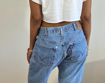 Vintage Levis 501 Baggy Faded High Waisted Boyfriend 90s Jeans 36x29