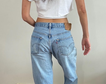 Vintage Levis 501 Baggy Faded Button Fly Boyfriend Jeans 35x30