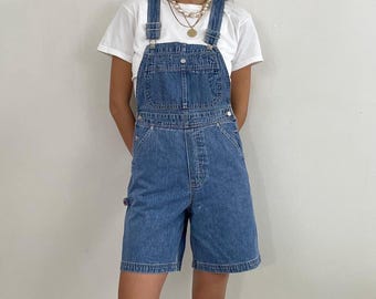 Vintage Y2K Tommy Hilfiger Jean Short Bib Overalls USA