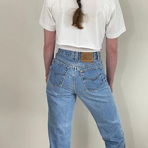 vintage Levi&#39;s 501 petite student fit button fly for women faded red tab Levis jeans size 26 x 29