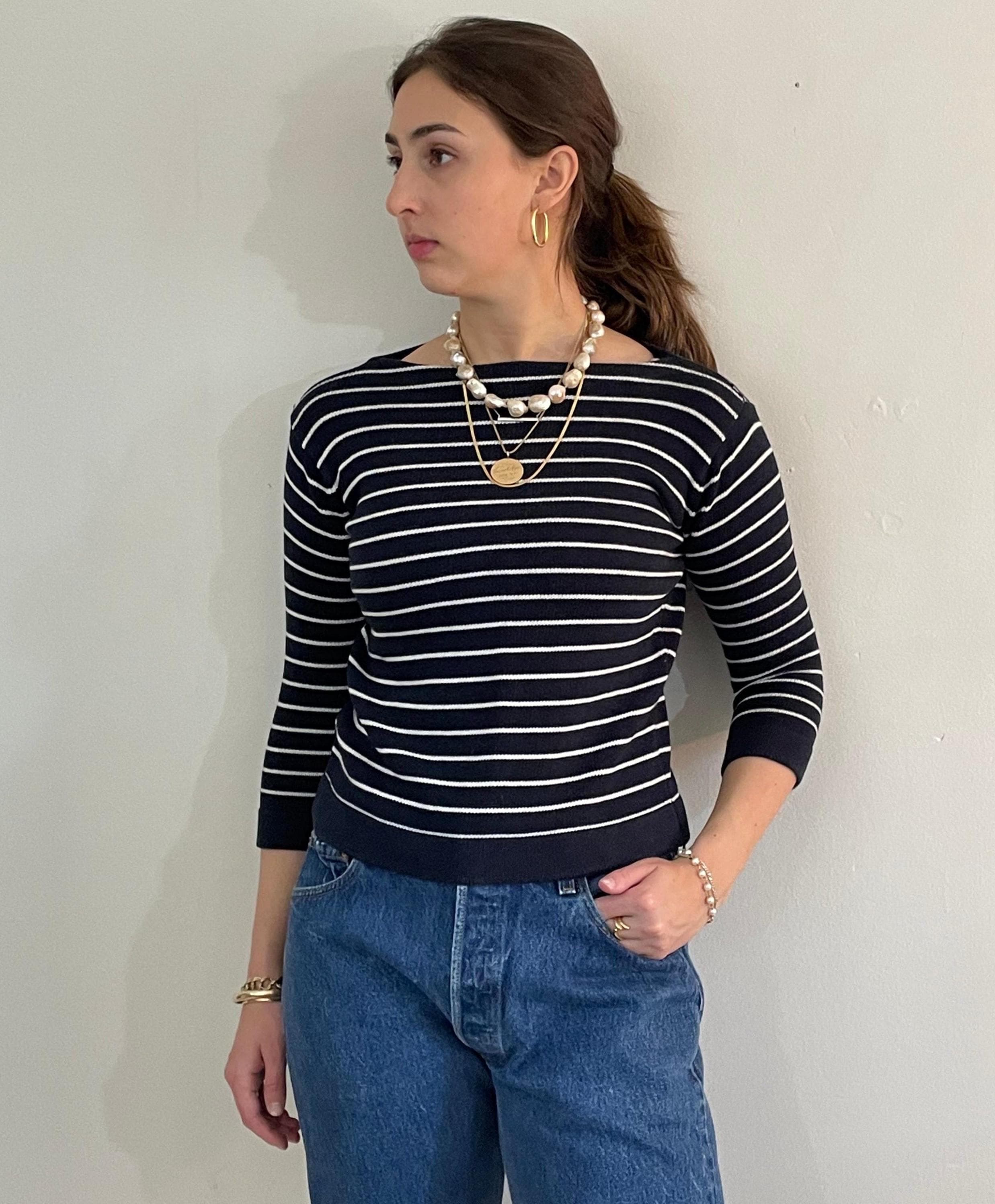 Vintage 90s Striped Cotton Sweater: the GAP Nautical Boatneck - Etsy