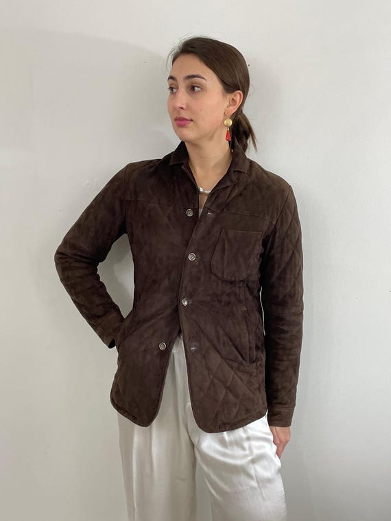 Paul Stuart, Vintage Paul Stuart Suede Jacket Quilted made in Italy 40