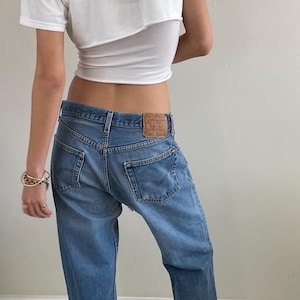 Vintage 80s Levis 501 Faded Patched Boyfriend Button Fly Jeans USA | 31x30