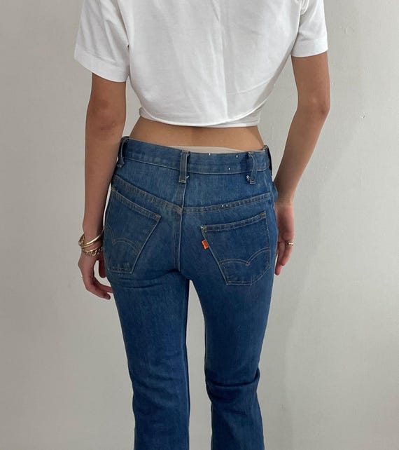 Vintage 70s Levi's Bell Bottom Orange Tab Petite Jeans 25x30
