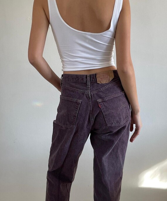 Vintage 80s Levis 501 Jeans: Brown Denim Button Fly High Vintage 80s Levis 501 Jeans: Brown Denim Button Fly High