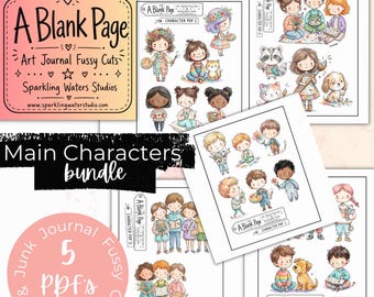 A Blank Page Main Characters Fussy Cut PDF, Printable Junk Journal Characters, Art Journal Ephemera, Scrapbook Digital Download Personal Use