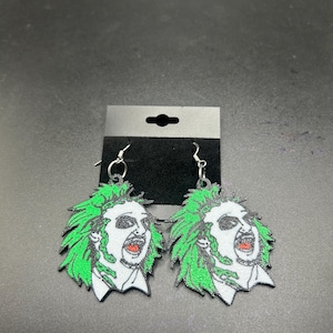 3d printed Beetlejuice earrings, Halloween