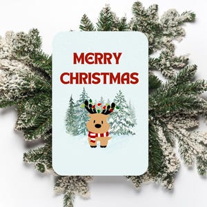 Weihnachtskarte – süßes Rentier-Design – „Frohe Weihnachten“