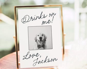 Wedding Bar Sign, Custom Pet Portrait (Digital Download), V40