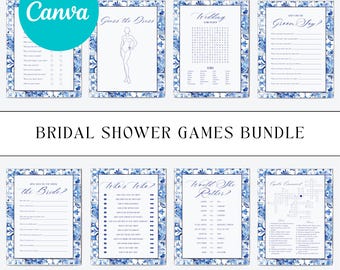 Mediterranean Tile Bridal Shower Games Bundle: Editable Printable (Canva), V43