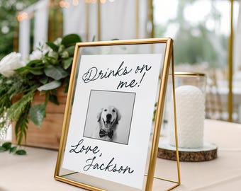 Drinks on Me Open Bar Sign, Editable Pet-Themed Printable Template, Instant Download, V40