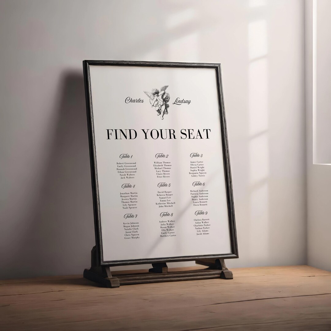 Seating Chart for Wedding Reception or Rehearsal Dinner Customizable