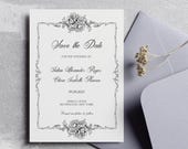 Timeless Wedding Save the Date, Vintage Wedding Canva Template, Editable Romantic Invitation Design | V33