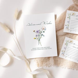 Letrero y tarjetas con consejos "Amor en Flor" / Decoración imprimible para despedida de soltera / V52