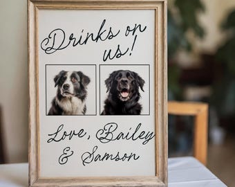 Dog Open Bar Sign: Personalized Decor for Wedding (Editable Canva Template), V40