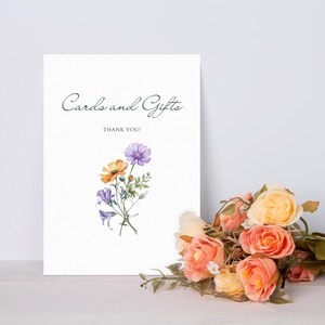 Bridal Shower Cards and Gifts Sign, Love in Bloom Wildflower Printable Decor for Weddings & Bridal Showers | V52