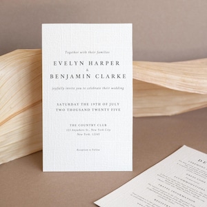 Klassische Hochzeitseinladung und Detailkarte | Elegante Hochzeitseinladung | Bearbeitbare Canva Vorlage | V16