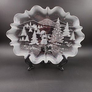 Platter Mikasa Christmas Story Oval Canape Platter Vintage Mikasa Christmas Story Serving Platter Holiday Party Frosted Glass