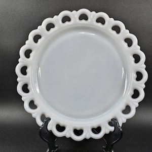 Platter Anchor Hocking White Milk Glass Platter with lace edge Platter for wedding or party antique white milk glass serving platter