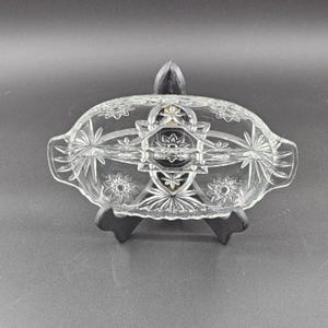 Relish Dish Anchor Hocking Star of David Vintage Glass Divided Relish Dish Mid Century Modern Glass Serving Dish Clear Glass Condiment Dish