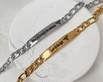 Braccialetto coordinato "Cerca la luce", ispirato alle lucciole, regalo di coppia con incisione, accessorio per appassionati di videogiochi.
