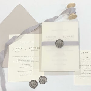 Silbergraue Hochzeitseinladung Set