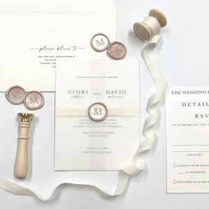 Champagner-Rosa und Elfenbein-Hochzeits-Einladungs-Reihe