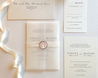 Champagne Pink and Ivory Wedding Invitation Suite