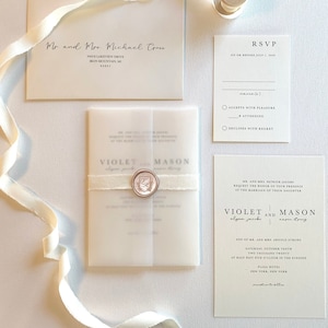 Champagne Pink and Ivory Wedding Invitation Suite