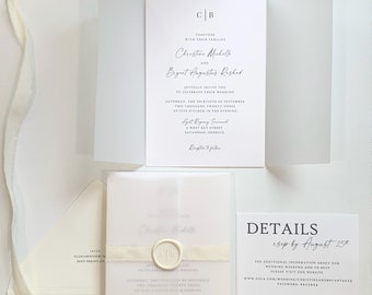 Ivory Monogram Wedding Invitation Suite