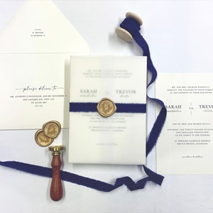 Navy Blue and Gold Wedding Invitation Suite