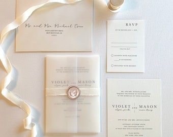 Champagne Pink and Ivory Wedding Invitation Suite - Sample