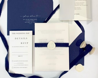 Blaue Hochzeitseinladungs-Reihe