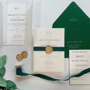 Grüne Hochzeitseinladung Set