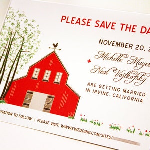 Barn Wedding Save the Date Karte, Rote Scheune Save the Date Postkarte, Rustikale HochzeitSeinladung, Landhochzeitskarten, Cowboy, Rodeo