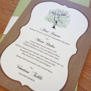 Tree Wedding Invitation Navy, with Woodgrain, Invitation Sample, Navy Pocketfold, Rustic Invitation Suite image 5