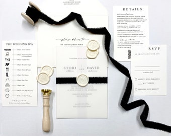 Black and Ivory Wedding Invitation Suite