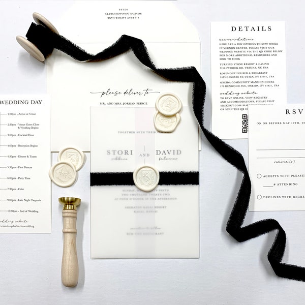 Black and Ivory Wedding Invitation Suite - Sample