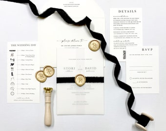 Black and Gold Wedding Invitation Suite