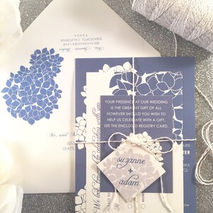 Blue Hydrangea Wedding Invitation Set, Hydrangea Flower Wedding Invitations, Blue and Ivory Wedding Invitation Suite Floral Weddings Outdoor image 3