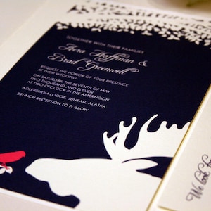 Vogel und Elch Hochzeitseinladung mit Baum, Hochzeitseinladungen, Hochzeitseinladungen