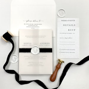 Minimalist Black and Ivory Wedding Invitation Suite image 6