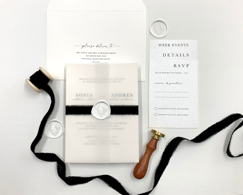 Minimalist Black and Ivory Wedding Invitation Suite image 6