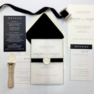 Minimalist Black and Ivory Wedding Invitation Suite