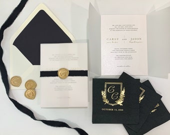 Black and Gold Foil Wedding Invitation Suite