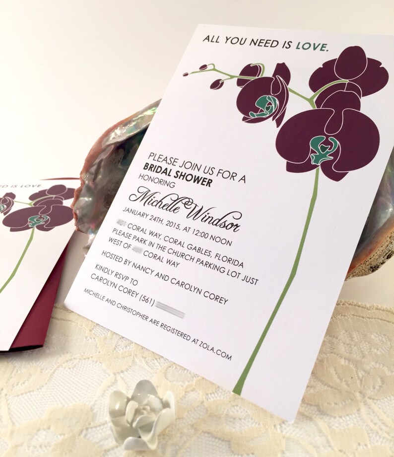 Orchid Bridal Shower Invitation Orchid Wedding Shower Etsy