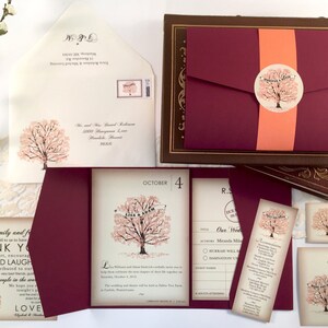 Wedding Invitations Vintage, Fall Wedding Invite, Rustic Wedding Invitation, Autumn Wedding Invitations image 5