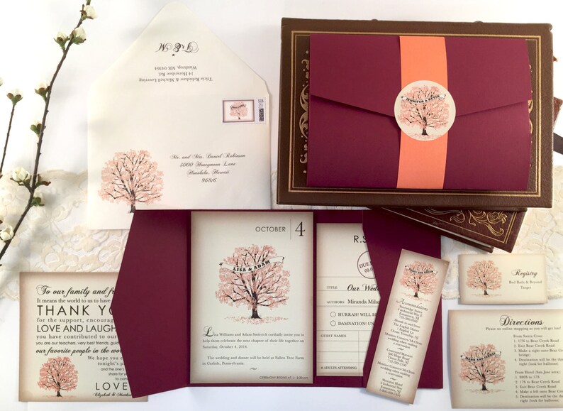 Wedding Invitations Vintage, Fall Wedding Invite, Rustic Wedding Invitation, Autumn Wedding Invitations image 5