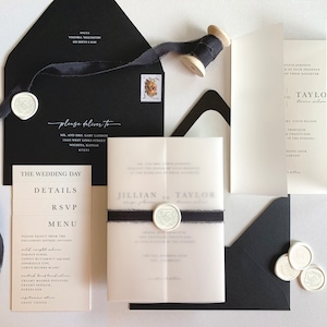 Schwarze Hochzeitseinladung Set
